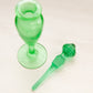 Vintage Green Uranium Glass Footed Perfume Bottle (Glows)