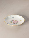 Vintage Handpainted Ceramic Oval Flower & Butterfly Dish