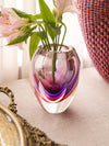 Vintage Heavy Faceted Sommerso Pink Purple Clear Art Glass Vase