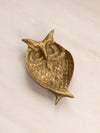 Vintage Heavy Small Gold Tone Brass Owl Dish