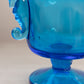 Vintage Heisey By Imperial Blue Glass Footed Lidded Seahorse Dish