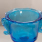 Vintage Heisey By Imperial Blue Glass Footed Lidded Seahorse Dish