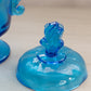 Vintage Heisey By Imperial Blue Glass Footed Lidded Seahorse Dish