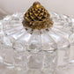 Vintage Heisey Clear Glass Lidded Divided Dish with Gold Tone Finial