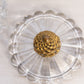 Vintage Heisey Clear Glass Lidded Divided Dish with Gold Tone Finial