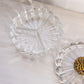 Vintage Heisey Clear Glass Lidded Divided Dish with Gold Tone Finial