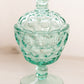 Vintage Heisey Whirlpool Zircon Green Lidded Footed Dish