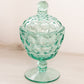 Vintage Heisey Whirlpool Zircon Green Lidded Footed Dish