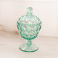 Vintage Heisey Whirlpool Zircon Green Lidded Footed Dish