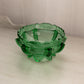 Vintage Herringbone Buttress Green Glass Footed Bowl