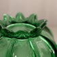 Vintage Herringbone Buttress Green Glass Footed Bowl
