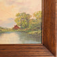 Vintage House Along River Painting in Wood Frame