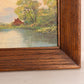 Vintage House Along River Painting in Wood Frame