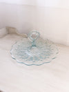 Vintage Ice Blue Jeannette Glass Feather Handled Tidbit Tray