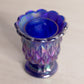 Vintage Imperial Blue Aurora Jewels Carnival Glass Toothpick Holder