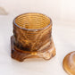 Vintage Imperial Brown Slag Glass Lidded Bee Dish