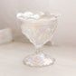 Vintage Imperial Clear Iridescent Glass Compote with Leaf Designs