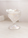 Vintage Imperial Clear Iridescent Glass Compote with Leaf Designs