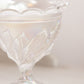 Vintage Imperial Clear Iridescent Glass Compote with Leaf Designs