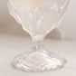 Vintage Imperial Clear Iridescent Glass Compote with Leaf Designs