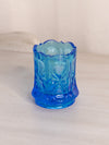 Vintage Imperial Gathered Knot Small Blue Glass Toothpick Holder