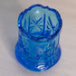 Vintage Imperial Gathered Knot Small Blue Glass Toothpick Holder