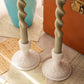 Vintage Imperial Glass Doe Skin Milk Glass Floral Candleholders (Set of 2)