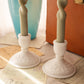 Vintage Imperial Glass Doe Skin Milk Glass Floral Candleholders (Set of 2)