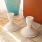 Vintage Imperial Glass Doe Skin Milk Glass Floral Candleholders (Set of 2)