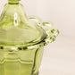 Vintage Imperial Glass Green Lidded Dish with Lattice Edge