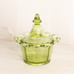Vintage Imperial Glass Green Lidded Dish with Lattice Edge
