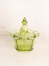 Vintage Imperial Glass Green Lidded Dish with Lattice Edge