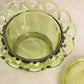 Vintage Imperial Glass Green Lidded Dish with Lattice Edge