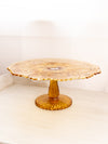 Vintage Imperial Glass Large Amber Cake Stand with Fancy Designs