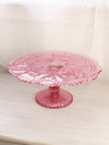 Vintage Imperial Glass Large Dark Pink Cake Stand with Fancy Designs