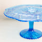 Vintage Imperial Glass Medium Blue Cake Stand with Fancy Designs