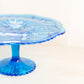 Vintage Imperial Glass Medium Blue Cake Stand with Fancy Designs