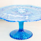 Vintage Imperial Glass Medium Blue Cake Stand with Fancy Designs