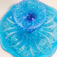 Vintage Imperial Glass Medium Blue Cake Stand with Fancy Designs