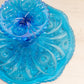 Vintage Imperial Glass Medium Blue Cake Stand with Fancy Designs