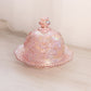 Vintage Imperial Glass Pink Iridescent Glass Floral Cheese Butter Dish