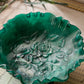 Vintage Imperial Glass Rose Green & White Slag Glass 3-Toed Bowl