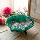 Vintage Imperial Glass Rose Green & White Slag Glass 3-Toed Bowl