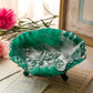 Vintage Imperial Glass Rose Green & White Slag Glass 3-Toed Bowl
