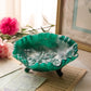 Vintage Imperial Glass Rose Green & White Slag Glass 3-Toed Bowl