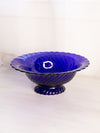 Vintage Imperial Newbound Oval Cobalt Blue Glass Footed Bowl
