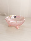 Vintage Imperial Pink Iridescent Glass Flower 3-Toed Bowl