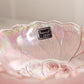 Vintage Imperial Pink Iridescent Glass Flower 3-Toed Bowl