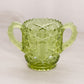 Vintage Imperial Small Green Glass Toothpick Holder with 2 Handles
