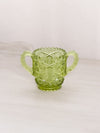 Vintage Imperial Small Green Glass Toothpick Holder with 2 Handles